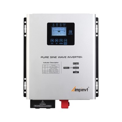800W Pure Sine Wave Inverter with AC Charger, DC 12V to AC 120V Output,UPS Ba...