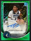 New ListingTerrence Shannon Jr 2025 Bowman Chrome #BCA-TSJ Green Shimmer Auto /99 Wolves