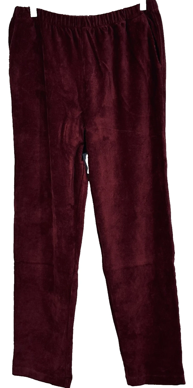 Lands End Pull On Corduroy Pants Burgundy Soft Stretchy EUC Women Size Med 10-12