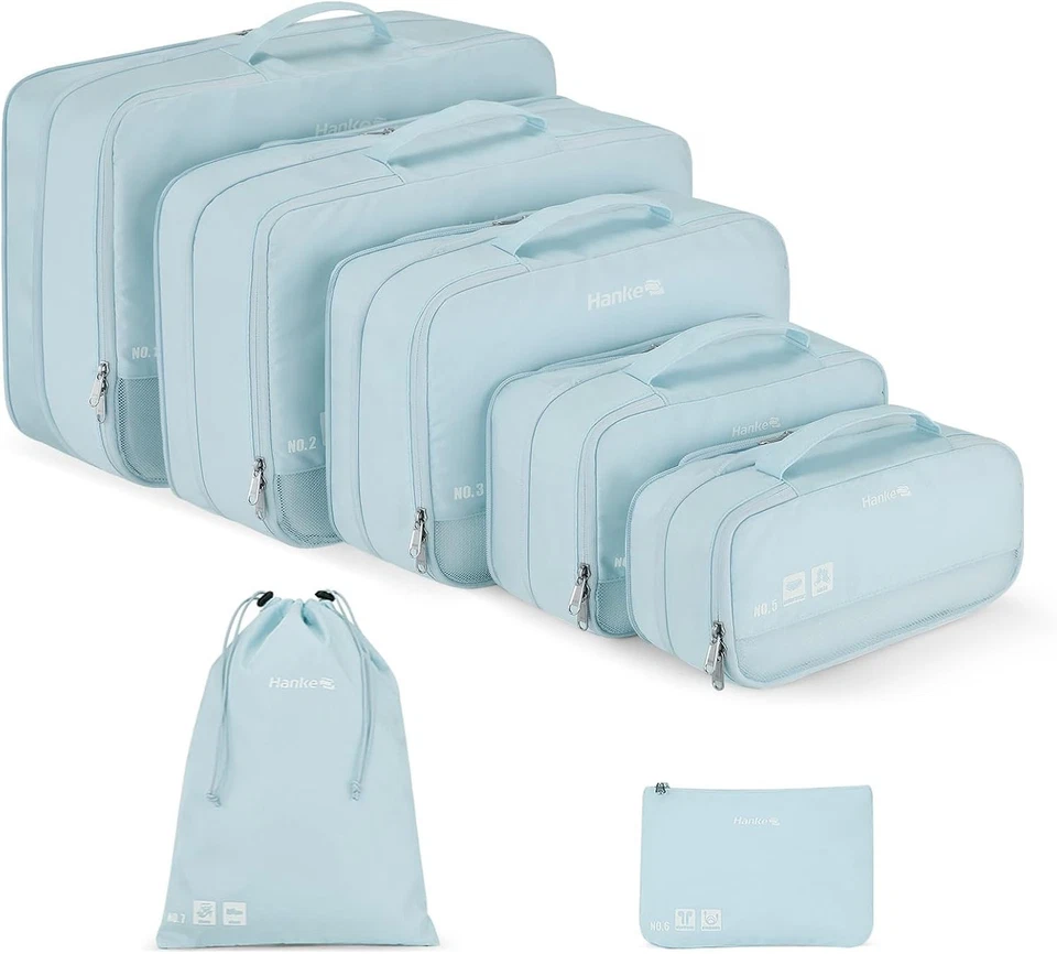 7-Pack Compression Travel Packing Cubes - Expandable & Durable Organizer Set - Image 3 of 4