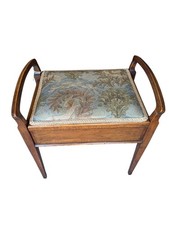 Antique Edwardian Mahogany Piano Stool Recovered TRAVERS Fabric Nouveau Mermaid