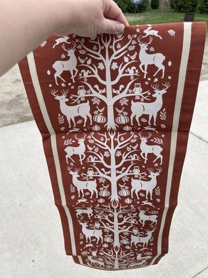 Vern Yip by SKL Home Harvest Otomi Table Runner Rust White With Deer Tree Nature