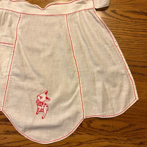 Childrens Red and White Appron, Bambi - Picture 3 of 7