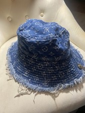 Louis Vuitton Bucket Hat Cap Blue Denim Women...