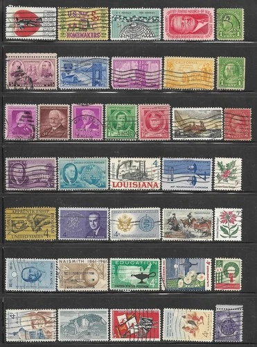 US United States Stamp Packet Lot of 37 Stamps off paper USA Collection used