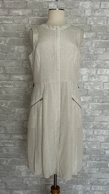 Rag & Bone New York Size 12 White and Black Polka Dot Dress Silk-Blend Sleeveles