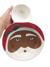 HGTV Home Collection Santa’s Face Chip And Dip Red Christmas Large Tray 14.4” 