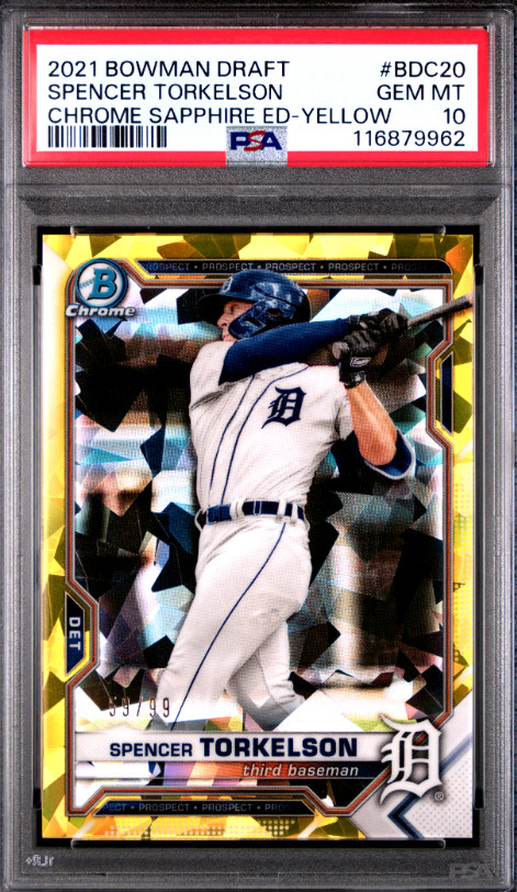 Spencer Torkelson 2021 Bowman Chrome Draft Sapphire Edition Yellow /99 POP 1