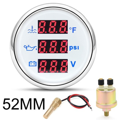 #ad 52MM Boat Car 3 IN 1 Gauge Water Temp ℉ Oil Pressure PSI Voltage with Sensor $35.39