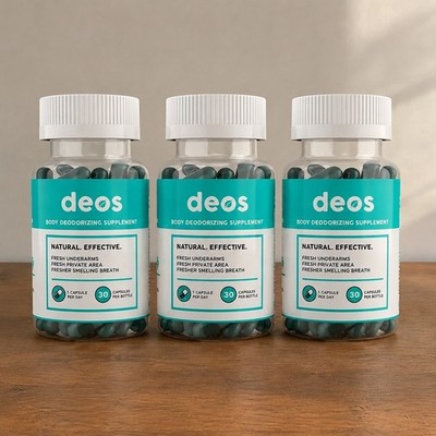 3PACK DEOS Internal Deodorant Supplement   Full Body Deodorizer - (90 Capsules)*