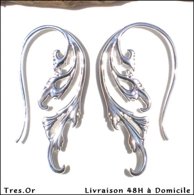 Boucles d'Oreille FEUILES Argent 925 Plaqué Neuves LIVRÉES EN 48H A DOMICILE - Photo 1/4