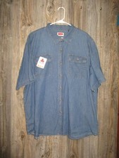 Wrangler New Mens Denim Chambray Shirt Size 2XL Short Slv Button Up