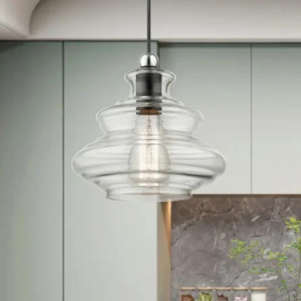 Livex Lighting, 52831-91, Everett, Pendant, Brushed Nickel with Chrome Finish - Image 3 of 4