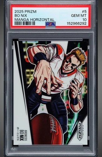 2025 Panini Prizm - Manga Horizontal Bo Nix #5 PSA 10💎 Beautiful Card🔥🔥