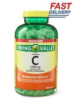 Spring Valley Vitamin C with Rose Hips Tablets Dietary Supplement 1000 mg 500 Ct