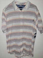 New Jack O'neill Avalon Men's Ohana Casual Shirt SS Woven Button Up Stripe Beige