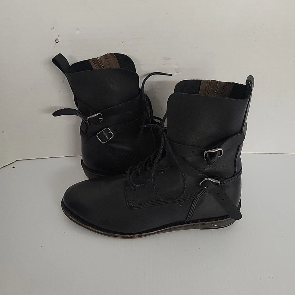 Botas laterales Gee WaWa x Anthropologie de cuero negro con cordones y cremallera 8M Foto 4 de 4