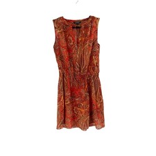 Lauren Ralph Lauren Chiffon Paisley Orange Smock Waist Boho Short Dress 6 Petite