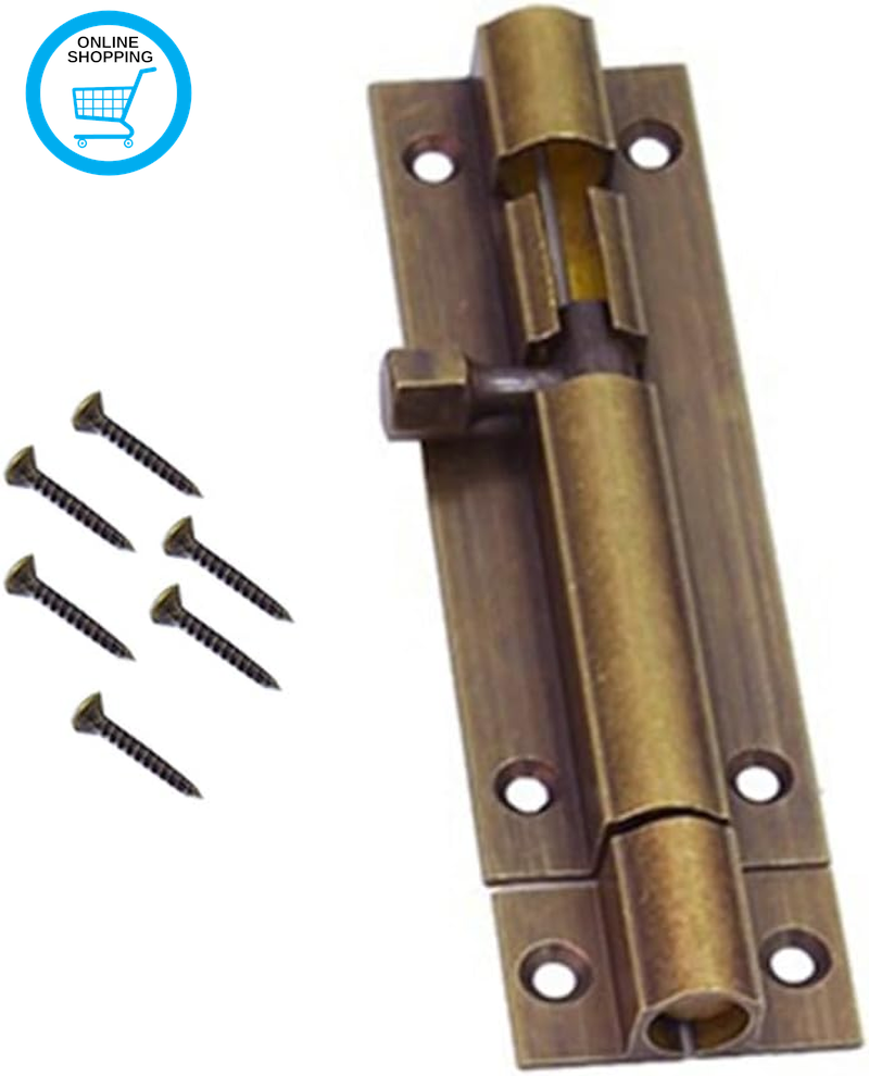 Door Bolt Lock 3 Inch Brass Door Latch Barrel Sliding Bolt Solid Security Lock L