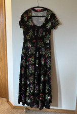 Betsey Johnson x Urban Outfitters Black Floral Maxi Dress Large eye & hook