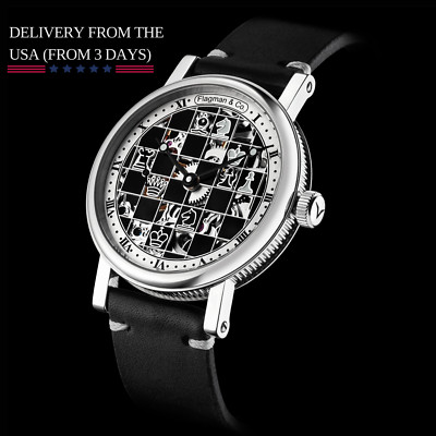 CHESSBOARD WATCH Skeleton watch Handmade watch Chess watch Mechanical watch
