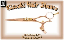 Kissaki Hair Scissors 5.5" Gokatana Rose Gold White DOUBLE SWIVEL Hair Shears