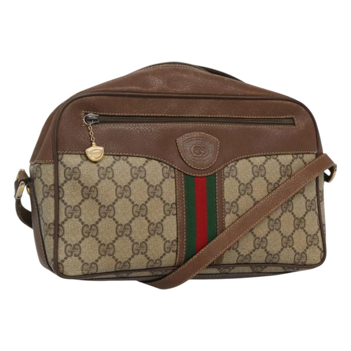 Sac GUCCI GG Supreme Web Sherry Line PVC beige or 001 56 0860 authentique BA729