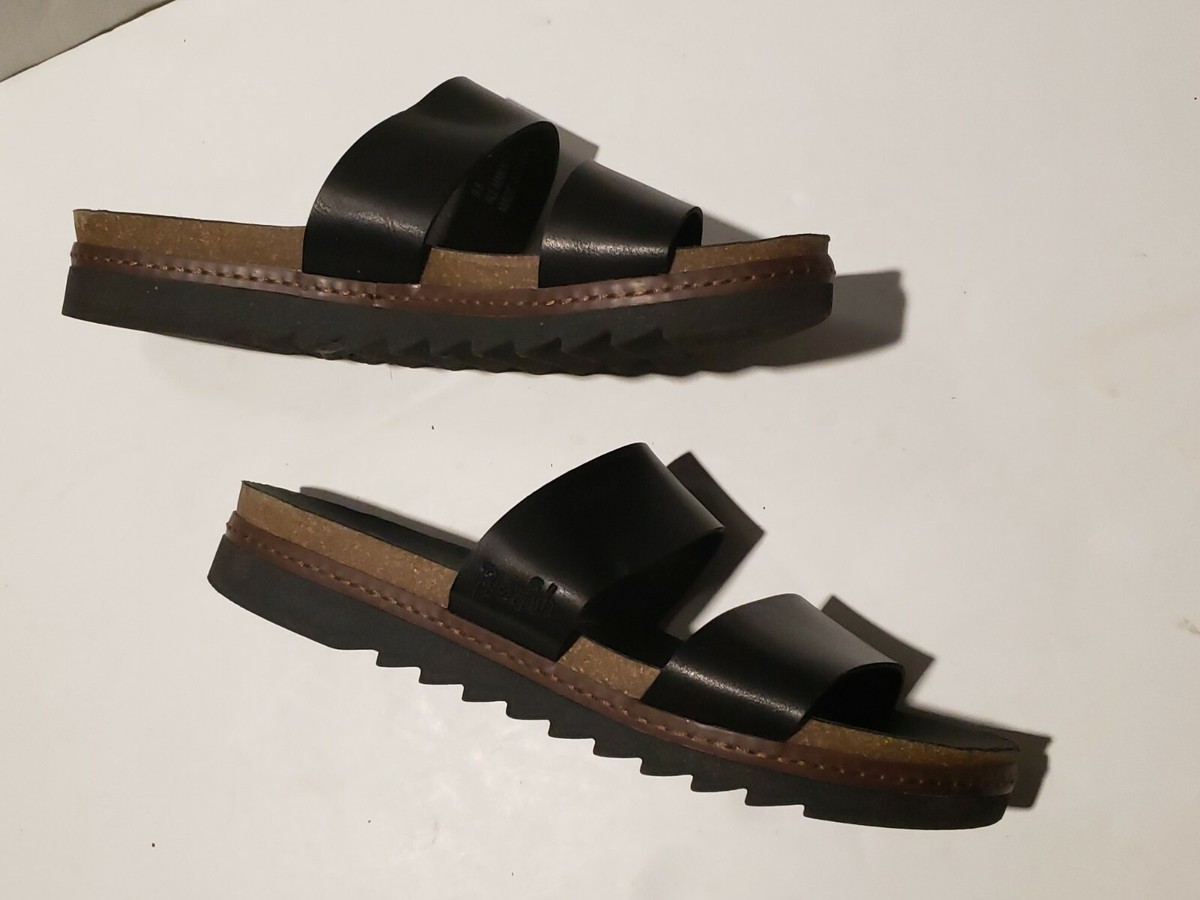 Women Blowfish Malibu Black Strap Slides Slip on Beach Summer Sandal Size 