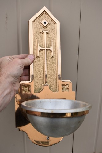 Fuente de agua bendita de bronce macizo antigua con revestimiento de aluminio (CU333) chalice co. - Imagen 8 de 8