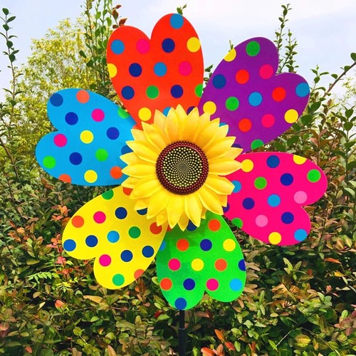 Molino de viento girasol giratorio girasol viento spinner estaca césped de pie flor - Imagen 8 de 37