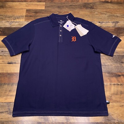 Tommy Bahama Detroit Tigers Polo Shirt Adult Medium Navy Blue UPF 30 New