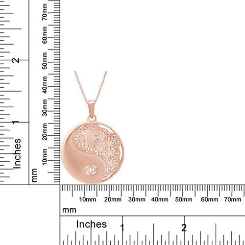 Alternate view of Yin Yang Balance Flower Life Pendant Necklace 14k Rose Gold Plated Silver Women