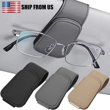 Magnetic Leather Sunglasses Holder for Car Sun Visor Eyeglass Hanger Clip USA