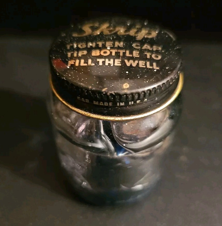 Vintage Skrip Ink Well Glass Bottles empty - with an Original Lid No Label