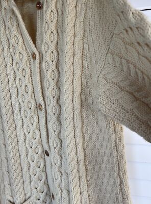 John Molloy Handknit Wool Fisherman Cardigan Sweater Donegal 