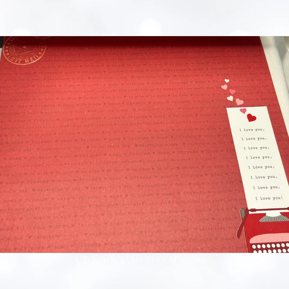 Lote de cartulina de papel K & Company Martha Stewart DÍA DE SAN VALENTÍN corazones amor 12x12 Foto 4 de 4