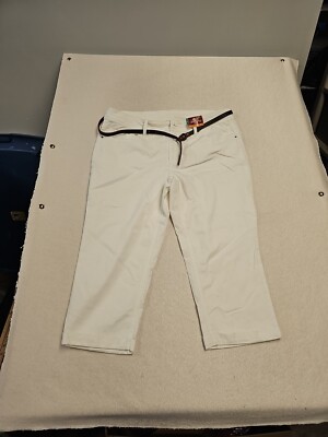 Faded Glory Women's Plus Size 16W White Belted Capri Pants