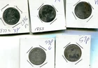 1877 S 76P 57P 53P LIBERTY SEATED SILVER QUARTER LOT OF 5 AG VF