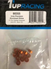 3x6x3mm Precision Aluminum Shims 1UP Orange (12 pcs) 1UP Racing 80355