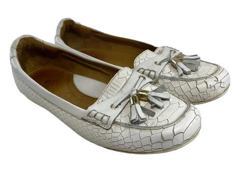 Peter Millar Horse Bit Brown Croc Embossed Leather Loafers  display picture 1
