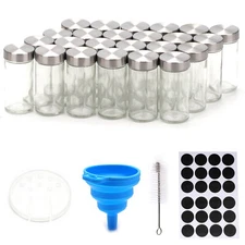 24pcs Glass Spice Jars Shaker Lid Seasoning Storage Container Dispensers 100ml