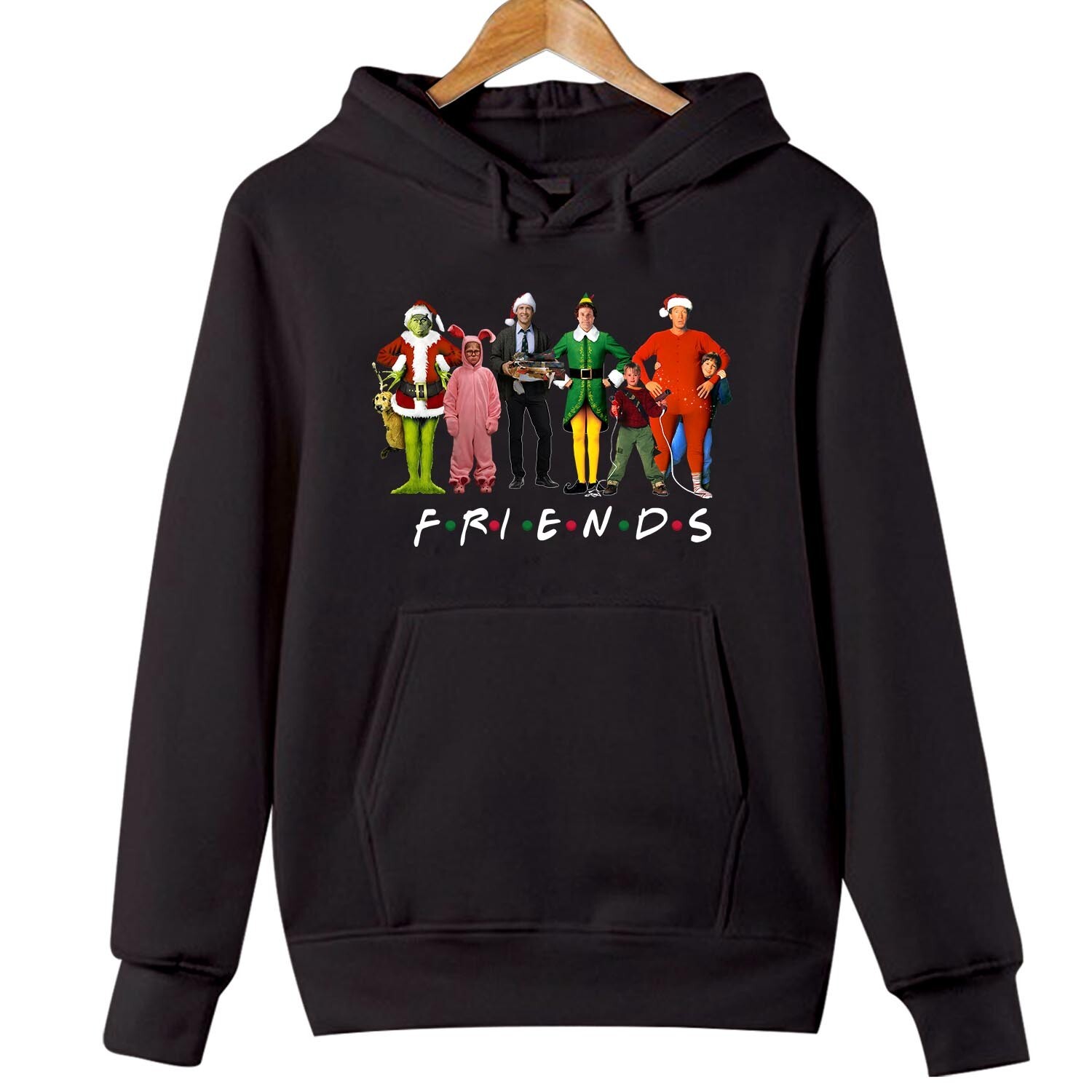HOODIE (5202) Christmas Friends Funny Elf Santa Hat Xmas Top Gift Costume Jumper-image