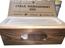 Cable Management | Real Wood Small Box brown tissue/Cord Organizer Box for Power