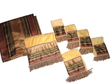 CROSCILL CARRINGTON FRINGED CINNAMON (7P) TOWELS & SHOWER CURTAIN SET