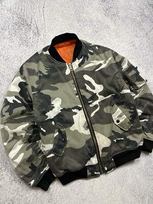 Fostex Garments MA-1 Reversible Bomber Jacket Arctic Camo Orange