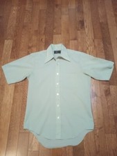 Vintage 60s/70s JC Penney Green SS Shirt M 15.5 Big Collar