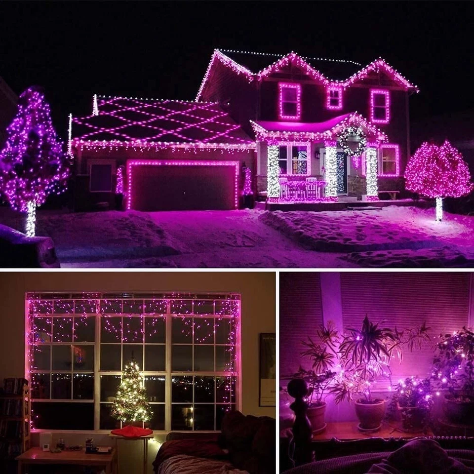 String Lights 1 Pink &  1 Green 51 Feet LED Pixcal Light -Home Office Decoration - Image 2 of 4