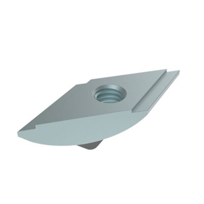 Rhombus-Nutenstein, mit Steg 8, M4, 10,8x4,1mm, 45°, mit angepunktetem Federblec