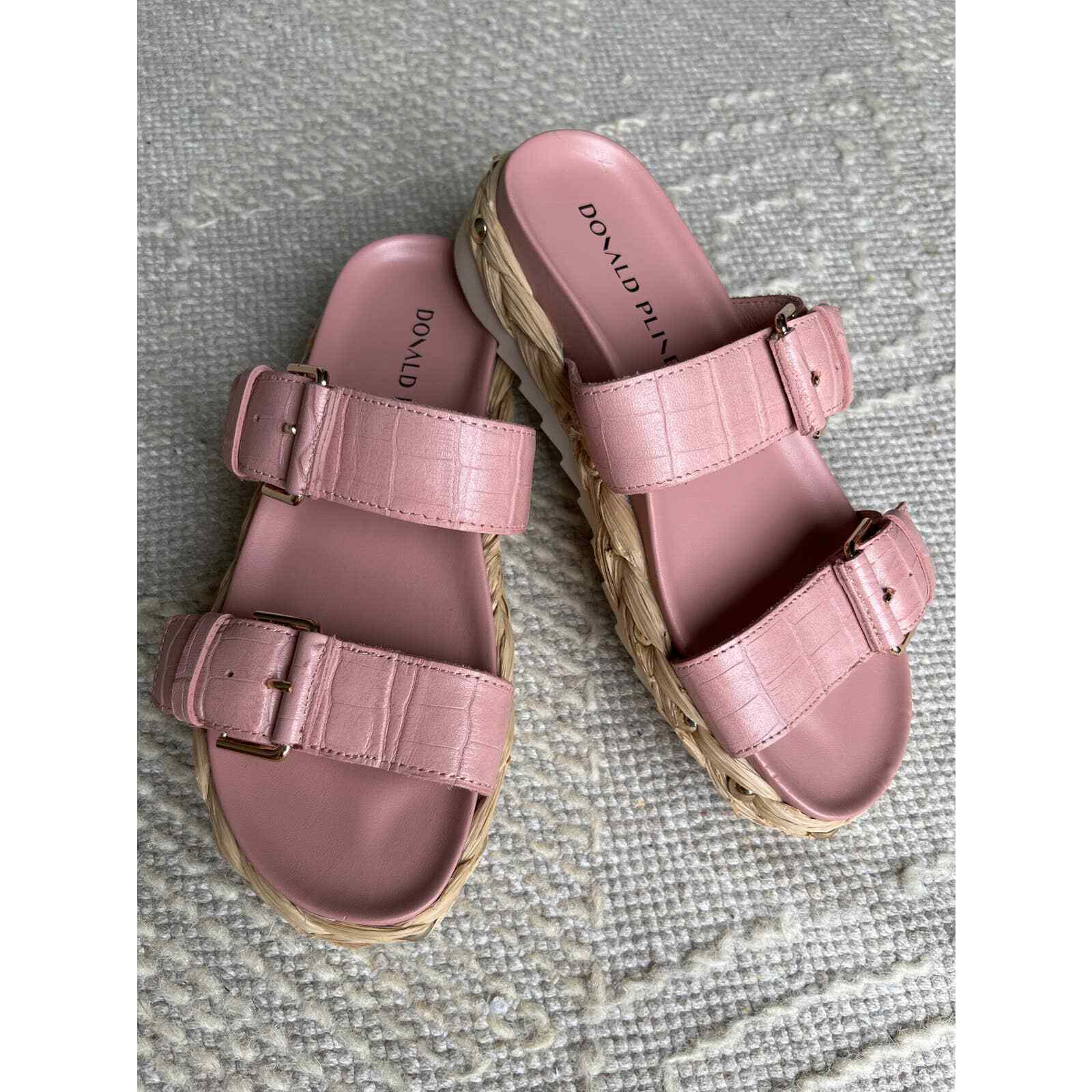 Donald J. Pliner Rose Pink Larabee Leather Slide In Leather Sandals size 5M  | eBay