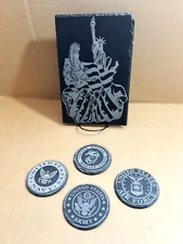 Armed Forces Eagle Flag Statue Liberty Charcuterie Slate Cheese Board Coasters